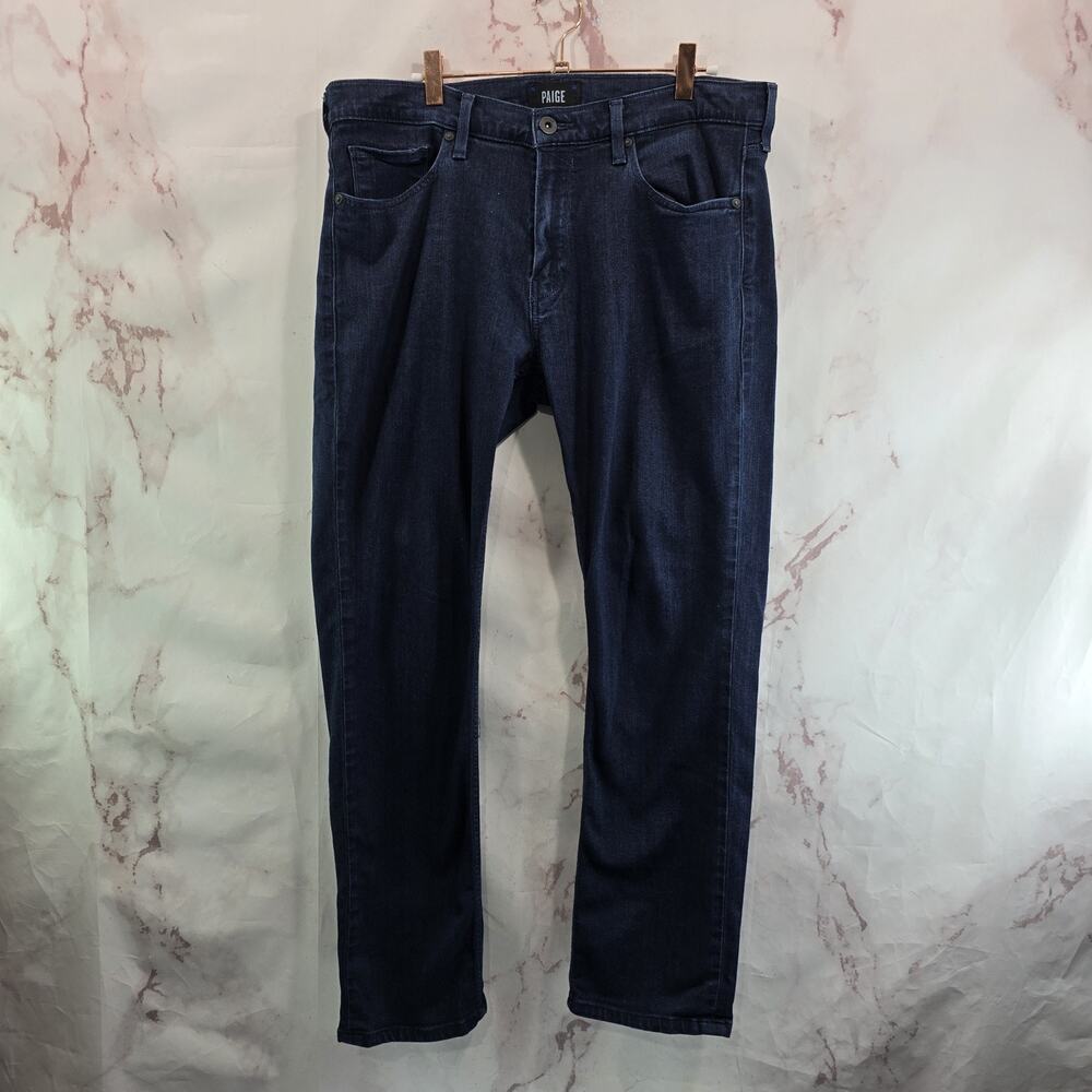 Paige Jeans Mens 34 X 31 Federal Slim Straight Stretch Denim Dark Wash Inkwell